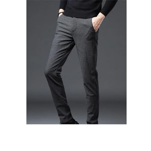 Men's Solid Color Brushed Casual Pants Business Fashion Suit Pants Straight Slim Trousers4