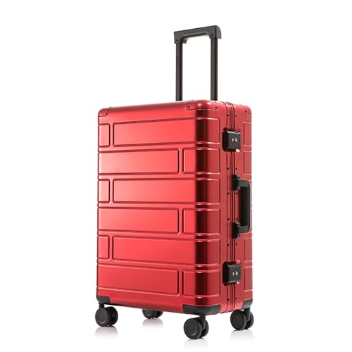 All Aluminum Carry-on Luggage TSA Customs Lock Mute Swivel Hard Shell Meral Suitcase Set (red, 28 '')