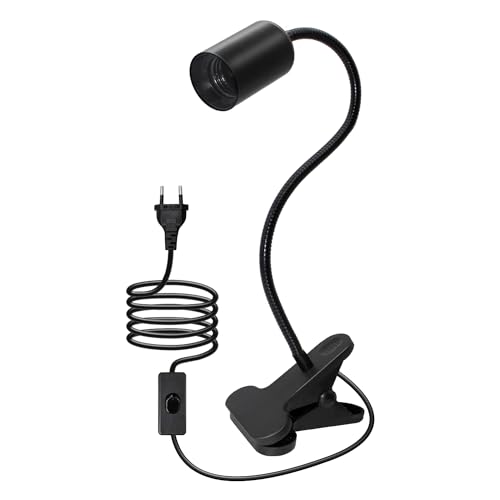 Lampe à Pince E27, 240CM Cable, 10MM Grossier 360°Flexible Col de Cygne, Douille E27, Lampes de Chevet, Lampes-Clips pour Bureau
