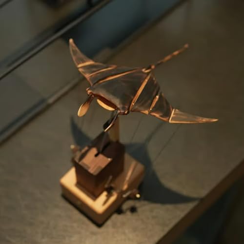 Image of Artisan Wooden Manta Ray Automaton, Upgraded Version Handmade Wooden Electric Bionic Manta Ray Ornament