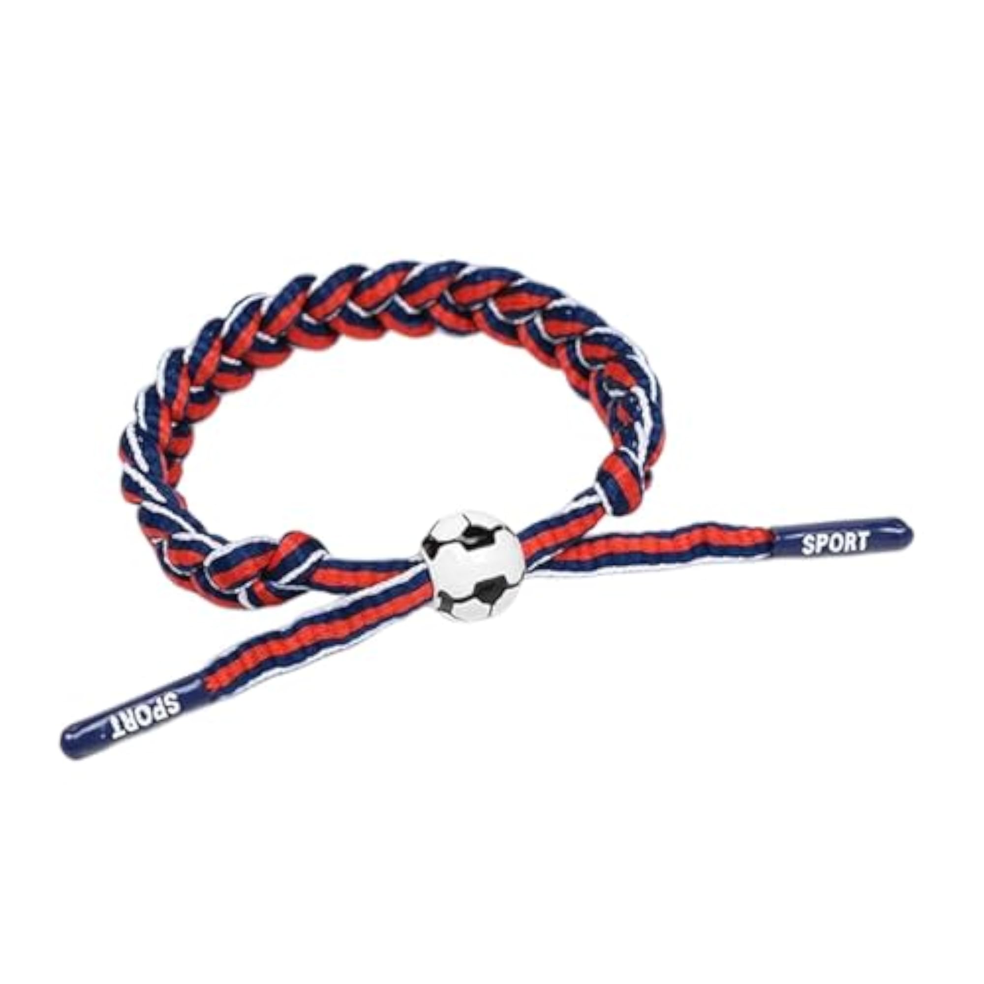4pc Soccer Team Braided Rope Bracelet Set, Blue & Red