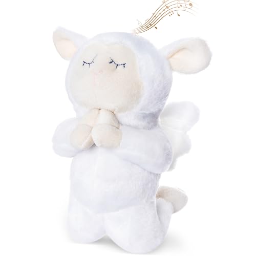 Image of My OLi 7" Plush Prayer Lamb Plays Jesus Loves Me Praying Plush Lamb Soft Toy Stuffed Animal Bedtime Gifts for Baby Kids Girls Boys