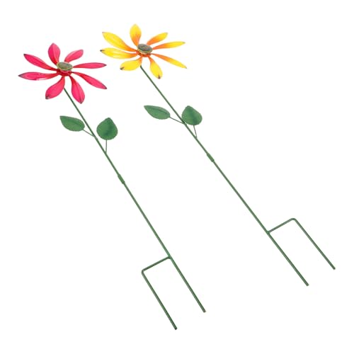 OSALADI Girandole da Giardino in Metallo Fiori Paletti Decorativi da Esterno Resistenti alle Intemperie Mulino a Vento Rotante per Prato Patio e Balcone Set da 2 Pezzi