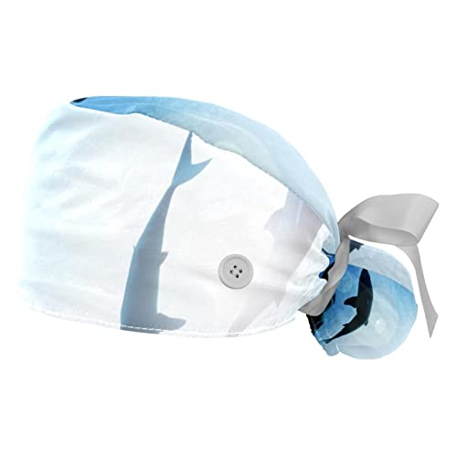 Chapeaux de travail pour hommes et femmes JDEZ : bonnet bouffant réglable requin