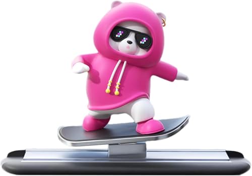 Image of REWOP Skateboarding Panda Car Dashboard Toy -Auto Sliding Motion Decor, Cool Sliding Car Accessory, Fun Car Interior Decoration Accessories (Rasberry Pink)