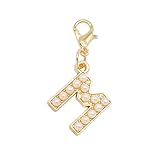 [B-TOPAZ] アルファベットチャーム アンブレラ マーカー イニシャル 目印 めじるし アクセサリー 傘 ペットボトル キーホルダー チャーム かわいい シリコンリング パール パーツ (アルファベットM×5個)