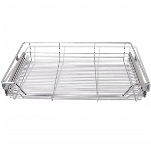 2x Pull-Out Wire Baskets for Kitchen Storage - 800mm Cupboard Silver Kitchen Utensil Holder Rack Space-Saving Larder Unit & Stylish Design - Image 6