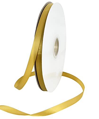 TONIFUL 100yds 3/8 Inch Dark Gold Satin Ribbon for Craft Gifts Wrapping