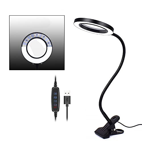 HYSJDMNC Flexible 3X / 5X Magnificateur USB 3 Couleurs Clip à Clip-on de Table de Table LED LEC Lecture Lecture LECS ÉCONDUSEMENT