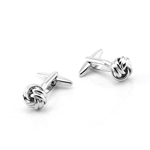 Jonwo Knot Cufflinks In Gift Box Cuff Links For Men Lady Daily Wear Business Wedding Party Tuxedo Shirt Birthday Gift (Silver Tone Knot) #TOP4