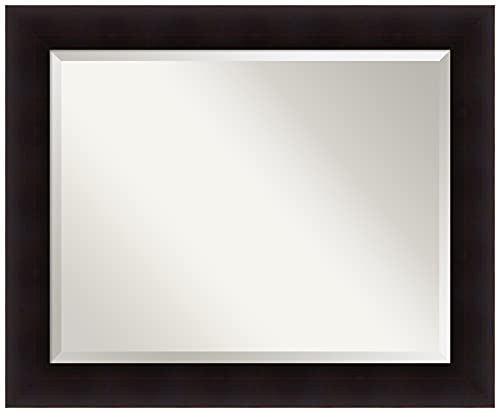 Amanti Art Framed Mirrors for Wall | Portico Espresso Mirror for Wall | Solid Wood Wall Mirrors | Medium Wall Mirror 33.75 x 27.75