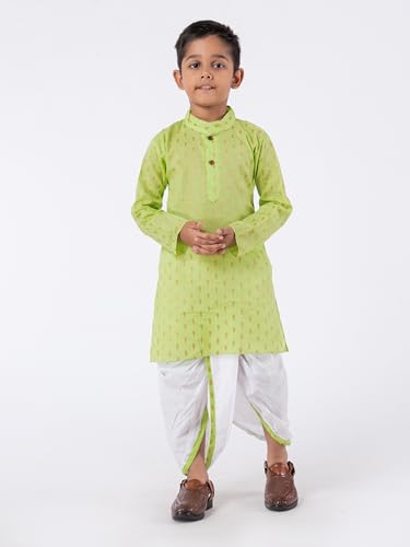 Image of Boys Dhoti Kurta Set for Kids - Cotton Kurta and Elastic Waist Dhoti - Traditional Dress