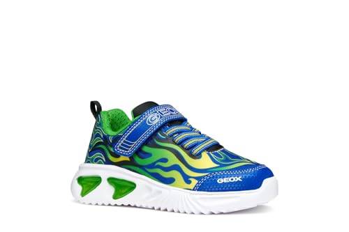 Geox J Assister Boy - Baskets pour garçon - Royal/Vert - 35 EU, Royal Green, 35 EU