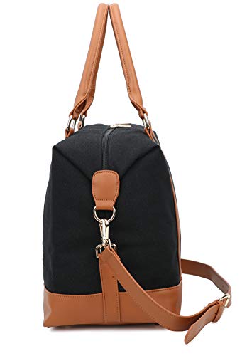 Ulgoo Travel Tote Bag Carry On Shoulder Bag Overnight Duffel in Trolley Handle (Black)
