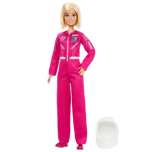 Barbie Profesiones Profesión del año 2026 Muñeca Astronauta con Traje Espacial Rosa y Zapatos de Quita y pon, además de Casco como Accesorio, JKF77
