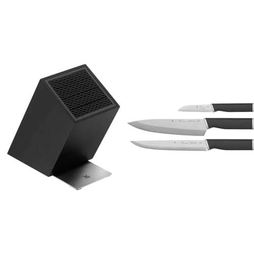 WMF Messerblock unbestückt leer ohne Messer Flextec Cromargan Edelstahl rostfrei schwarz & Kineo Messerset Küche 3teilig, Made in Germany WMF Messerblock unbestückt leer ohne Messer Flextec Cromargan Edelstahl rostfrei schwarz & Kineo Messerset Küche 3teilig, Made in Germany