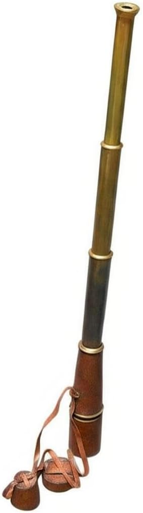 Globle Antique Craft Vintage Brass Telescope with Leather Case – Nautical Spyglass for Outdoor Viewing | Antique Look Monocular with Adjustable Zoom and Carrying Strap for Decor and Adventure Use