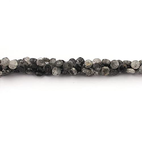 Quartz rutilé noir facetté en forme de pièce LKBEADS pour création de bijoux DIY