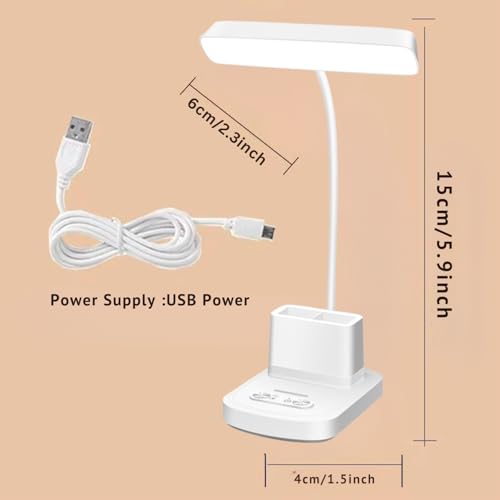 One94Store 3-in-1 LED Desk Lamp with Dual Holder (Pen & Phone) | Touch Sensor, USB Rechargeable Study Lamp | Dual Light Source (Top & Base Light), 3 Modes, Eye Protection, Night Lamp (Warm White)