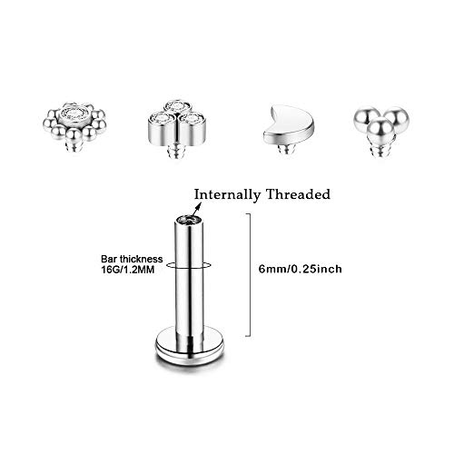 Gnoliew 16G 316L Stainless Steel Labret Monroe Lip Ring Studs Cartilage Helix Tragus Conch Daith Nose Piercing Jewelry. (A3,6Mmpost) #TOP2