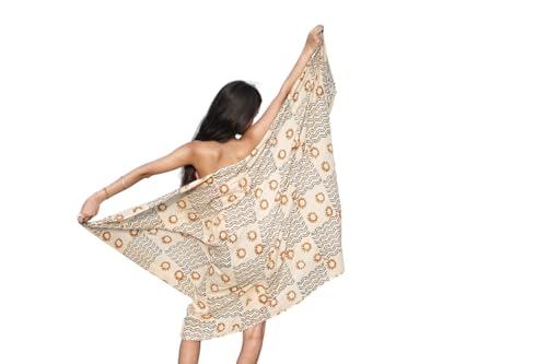 Summer Festival Sarong | Hand Block Print Wrap Scarf long Batch Sarong | Block Printed Beach Pareo Fair Trade Sarongs | Hand Stamped Cotton Wrap