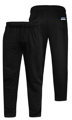 Image of Fabrik Big Size Cotton Rich Loungwear Jersey Trouser for Men in Black, 2XL