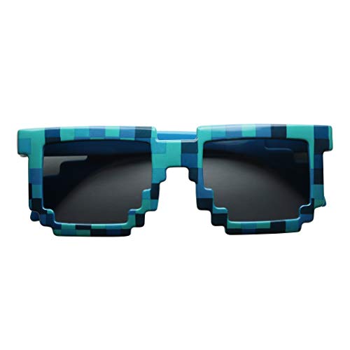 ShadyVEU Kids Boys Girls Teens Block Pixel Funny Gaming Birthday Party Favors Youth Craft Gamer UV400 Sunglasses