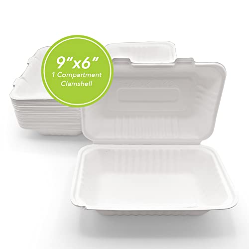 Three Leaf 9x6 Eco-Friendly Bagasse Clamshells