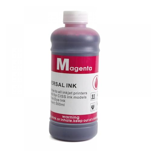Encre pour Imprimante Jet d'Encre CISS Recharge Magenta 500ML Flacon Colorant