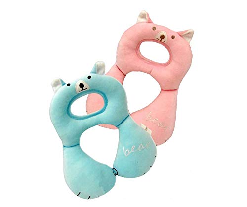 Baby Bear Travel Neck Cushion - Baby car seat & Stroller headrest Pillow, Head and Neck Support 1pc (Blue)