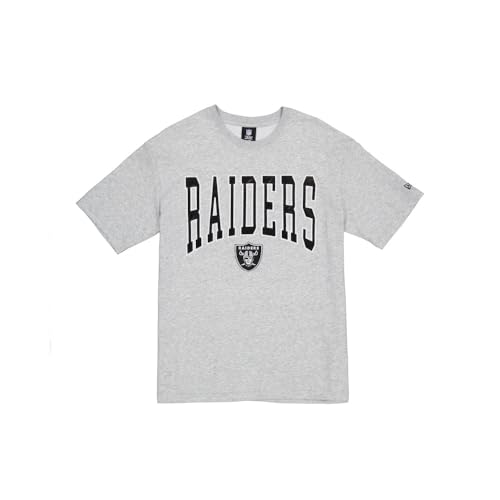 LAS VEGAS RAIDERS New Era Cap NFL - Camiseta de Gran tamaño con Apliques de satén y Logotipo Gris Jaspeado, Unisex