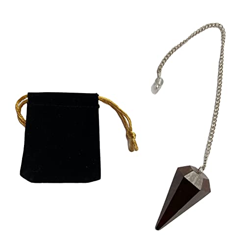 Péndulo piedra natural Obsidiana caoba, Péndulo de Cristal, Péndulo de Cristal Hexagonal Vintage para Radiestesia, péndulo Chakra Reiki Adivinación Meditación Wicca (Obsidiana caoba)