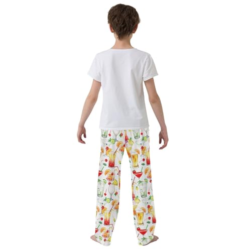 ZZKKO Summer Cocktails Watercolor Boys Pants for Kids Jogger Pants with Pockets S-XL3