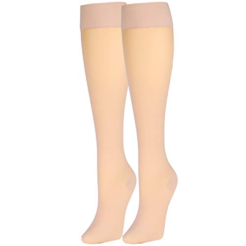 Image of Truform Sheer Compression Stockings, 30-40 mmHg, Women's Knee High Length, 30 Denier, Beige, X-Large