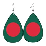 Bangladesh Bangladeshi Flag Teardrop Earrings For Women Lightweight Leather Dangle Earrings Patriotic Jewelry Gifts