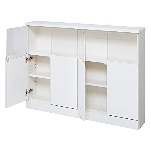ディノス キッチン収納 キッチンカウンター下収納 【完成品】LED付きギャラリー収納本棚 幅120奥行20cm 4枚扉タイプ(サイズはありません ア:ホワイト)