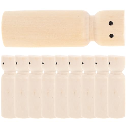 HEALSOPTHY Muñecas de Madera sin Pintar Clavijas 70X21 MM 10 Piezas para Manualidades DIY Muñecos de Madera Lisos para Pintar y Decorar Material Creativo Arte Familiar