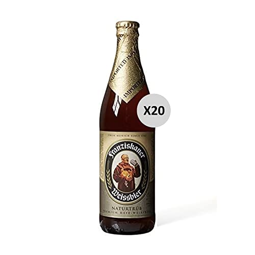 Franziskaner Hefe-Weissbier Naturtrüb Cerveza, Pack de 20 Botellines de 50 cl, Con Ingredientes Naturales, Sabor Delicado y Refrescante, 5% Volumen de Alcohol