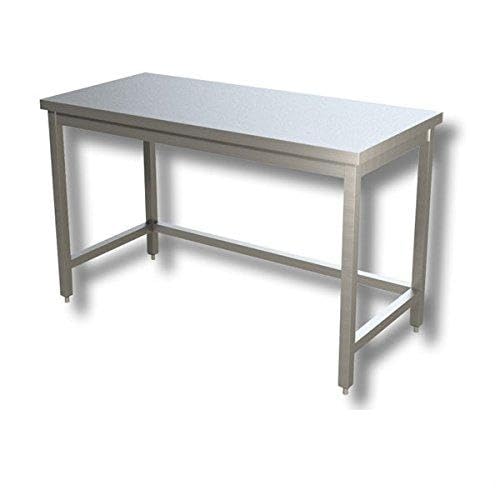Tavolo inox senza ripiano di fondo, senza alzatina posteriore. Dim.cm. 120x60x85H.