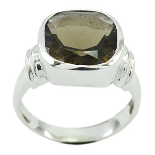 Bague en argent sterling 925 et pierres précieuses forme coussin pour femme