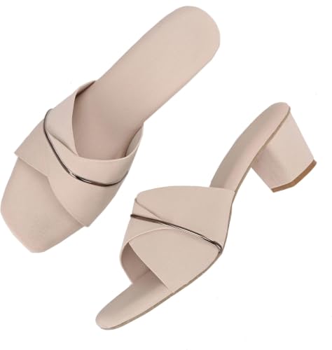 Image of Nowry Women's Chunky Block Heels | Women Comfortable Heel Fashion Sandals for Everyday, Party, Office, Wear