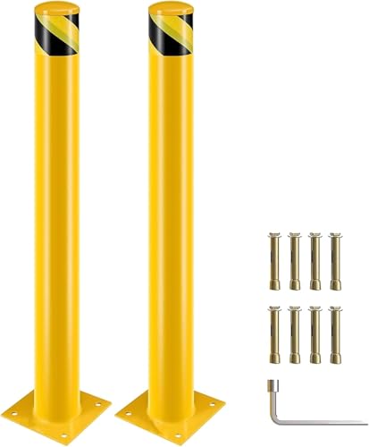 Pilona Parcheggio Gialla Barriera Anti Intrusione, Paletto del Dissuasore per Pianificazione Stradale (2, alt. 91 cm)
