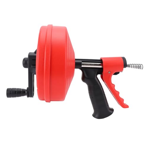 Drain Snake, Heavy Duty Flexible Steel Plumbing Snake Clog Remover Use Manually or Powered Drain Auger Hair Removal Tool for Kitchen Bathrom Sink and Drain Unblocking (7.5m Spring)