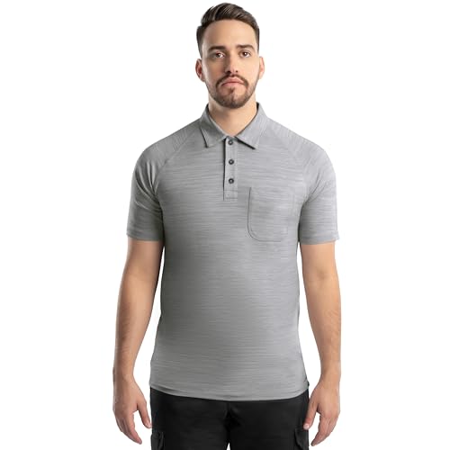Wrangler Men's Performance Workwear Short Sleeve Polo Shirt, Grey Heather, XX-Large