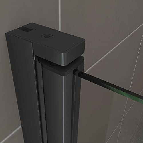 Duschtür STELLA 88x190 cm Nischentür Verstellbereich von 88-91 cm, Höhe: 190 cm, Dusche aus 6 mm Klarglas ESG Sicherheitsglas mit Nano und schwarze Aluminiumprofile - Alle Größen BC