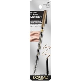 L'Oreal Paris Cosmetics Brow Stylist Definer, Ultra-Fine Tip Eyebrow Pencil, 0.5mm Tip for Well-Defined Brows and Easy Blend With No Gaps, Dark Blonde, 90mg