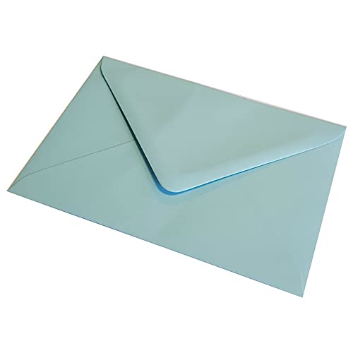 100 C6 Pastel Blue Coloured Envelopes (114x162mm - 4.5x6.4) for Greetings Card Crafts & Party Invitations - Packed by The CandyRushTM Charity