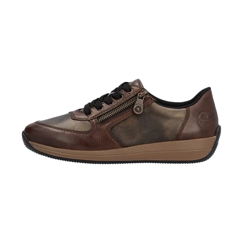 Baskets Rieker N1112 pour femme en cuir confort noir et beige