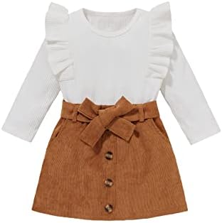 SOLY HUX Girl's Skirt Outfits Long Sleeve Knitted Shirt Sweater Tshirt Tops & Mini Skirt Design Cute Clothes 2 Piece Set Multicoloured 4T