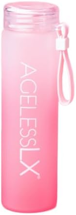 AgelessLX 16 oz Glass Water Bottle with Lid, BPA Free & Eco Friendly, Pink image 4